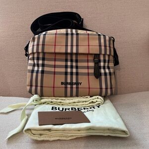 Burberry Beige and Black Plaid Shoulder Bag